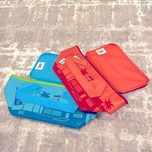 Bundle 🛍️ NWT Trader Joe's 2 Insulated Mini Tote Bags - Peach + Blue